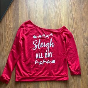 Holiday Time Christmas Print Long Sleeve red Size xl